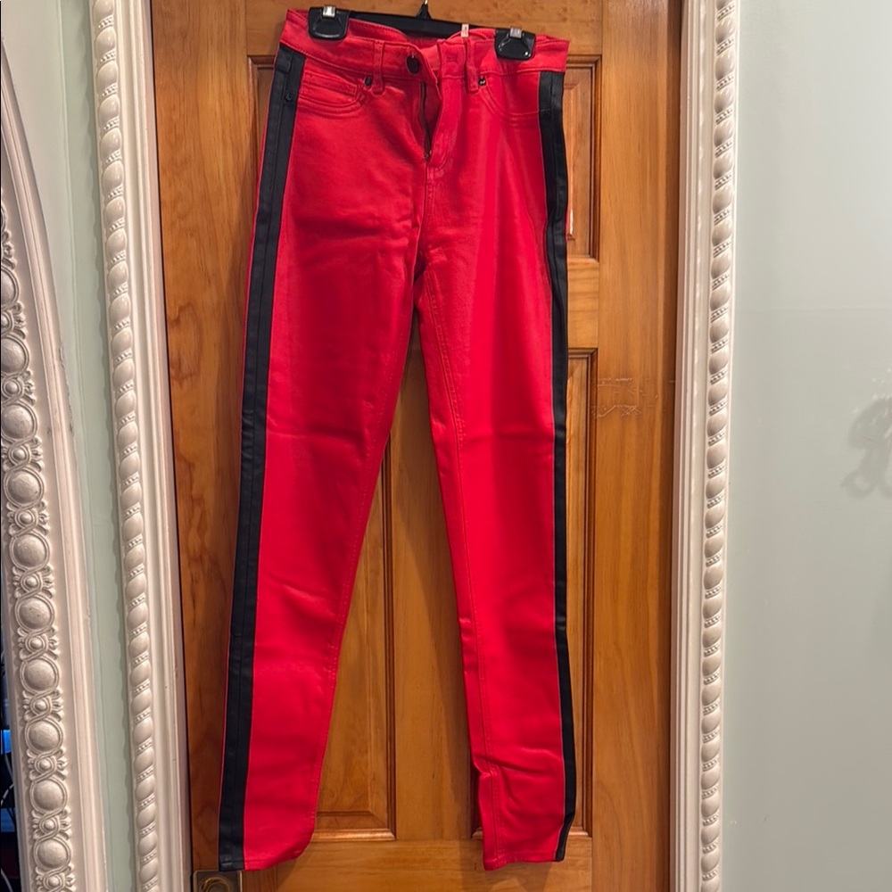 Elie Tahari Red and Black Skinny Jeans